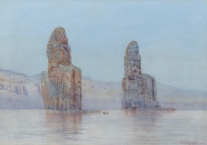 W. ASHTON, (Colossi of Memnon), watercolour, bearing the signature lower right "W. Ashton, 1904", 32 x 45cm, 53 x 66cm overall.