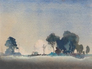 WILLIAM BLAMIRE YOUNG (1862-1935), (wagon in landscape), watercolour, signed lower left "W. Blamire Young", 30 x 39cm, 48 x 57cm overall.