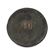 CONVICT LOVE TOKEN cartwheel penny size, stamped with the initials "I. D.". 18th/19th century.