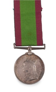 BRITISH: AFGHANISTAN MEDAL 1878-79-80, silver, engraved to "734 SERGT. J. CALVER 1/12TH REGT." with research documents. Sergeant John Calver served with the 1st Battalion, 12th Regiment of The Suffolk Regiment during the Second Afghan War, earning battle