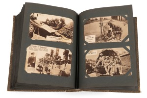 POSTCARDS: An old time album of antique and vintage cards with a fascinating series of WW1 sepia tone real photo types (unknown to our rooms) stamped verso "NOT FOR SALE", plus a group of German WW1 and WW2 real photo examples, ANZACS WW1, an others, insp