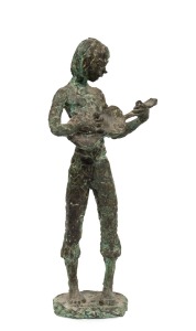 BENJAMIN COLLINS (1910 - ?), (The Guitar Player), solid cast bronze, signed "B. Collins", ​​​​​​​34cm high.