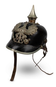 PICKELHAUBE Prussian WW1 period leather helmet, ​​​​​​​23cm high.