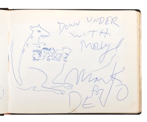 COUNTDOWN: Two visitors autograph books, both 19 x 23cm, leather-bound with gilt-edges, featuring over 800 autographs, including those of Richard Clapton, Elton John, Tina Turner, Cliff Richard, Joan Jett (x2), Bill Wyman (Rolling Stones), as well as the 