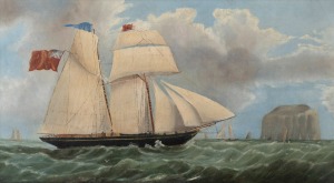 ARTIST UNKNOWN, (ship portrait), oil on canvas, ​​​​​​​38 x 60cm, 52 x 78cm overall.