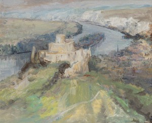 MOYA DYRING (1908-1967), (European river and castle scene), oil on canvas, signed lower right "Dyring", 58 x 70cm, 71 x 83cm overall.
