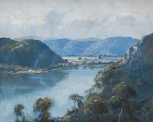 ROBERT JOHNSON (1890-1964), The Hawkesbury River At Wiseman Ferry, oil on board, signed lower right "Robert Johnson", 65 x 55cm, 61 x 72cm overall.