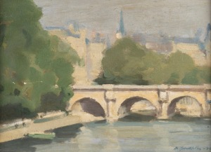 HARLEY GRIFFITHS (1908-1981), (Seine River, Paris), oil on board, signed lower right "H. Griffiths, '50", ​​​​​​​20 x 27cm, 31 x 38cm overall.