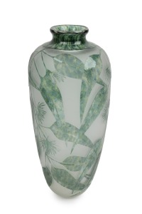 AMANDA LOUDEN Australian cameo glass vase with gum leaves and blossoms, engraved "Amanda Louden, 2006", 21.5cm high.