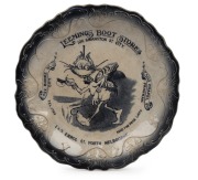 LEEMINGS BOOT STORES antique porcelain advertising plate, circa 1885, 25cm wide.