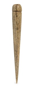 An antique turned whalebone fib, 19th century, 26cm long