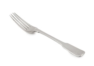 FELIX LYNN rare Colonial Australian fiddle pattern silver table fork, Sydney origin, circa 1825, stamped "F.L." with lion passant, monarch's head and "S.S.", 21cm long, 73 grams.