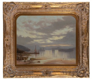 WILLIAM CHARLES PIGUENIT (attributed), (1836-1914), (Tasmanian coastal scene), oil on Winsor & Newton board, 45 x 56cm, 71 x 81cm overall. Note: A similar scene also attributed to Piguenit is held in the Tasmanian Museum & Art Gallery in Hobart.