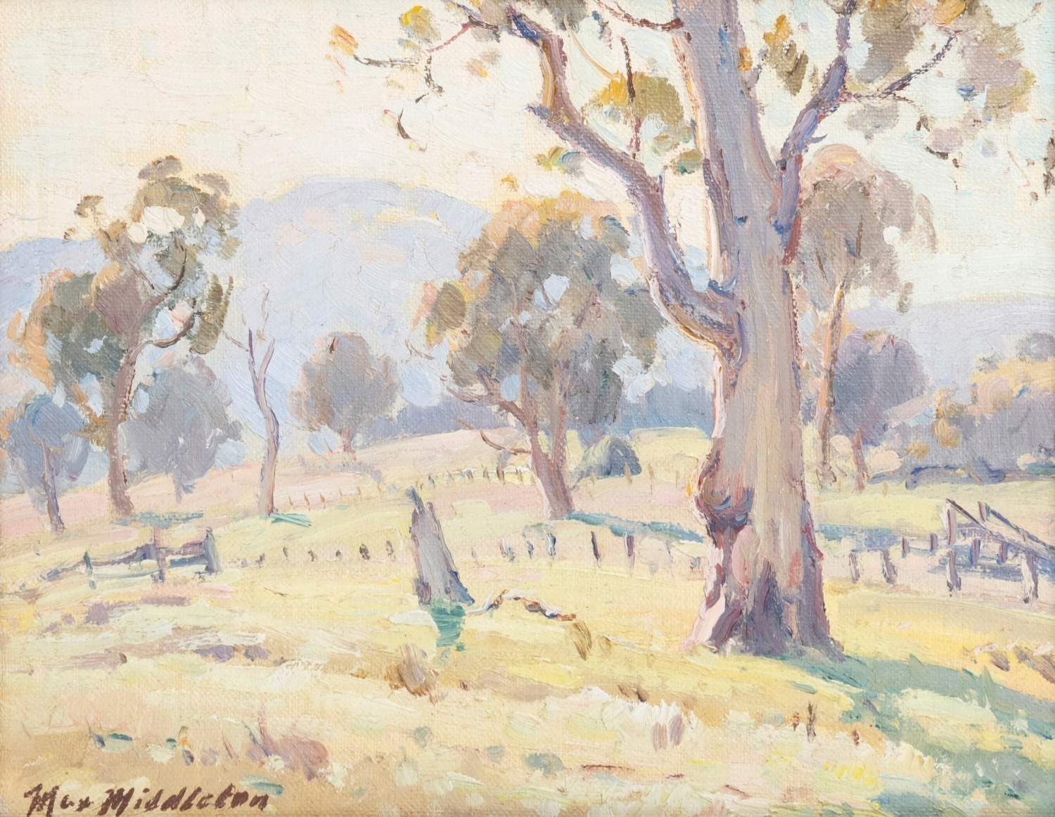 MAX MIDDLETON (1922-2013), (farm scene landscape), oil on board, signed ...
