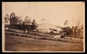 Circa 1870 carte-de-visite albumen paper landscape image by Launceston photographer P.L. REID (London Portrait Gallery) endorsed "Taken at Deloraine, Tasmania" verso, overall 6.5 x 10.4cm.