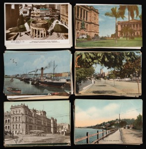 BRISBANE: A collection of early 1900s postcards, including many RPs, with views of streets, bridges, and parks, from publishers including Edco, White, Valentine, Robinson, Sidues, and others. (90+ items)