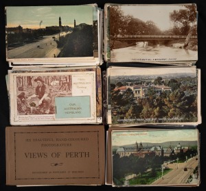 SOUTH AND WESTERN AUSTRALIA: A collection of early 1900s postcards (including many RPs), from publishers such as Donald Taylor Collotype Company, Moonta, B. Stein & Co., P. Falk & Co., and J.B. & Co., as well as some semi-official South Australian cards. 