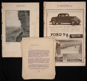 A 1912-13 86-page typewritten manuscript titled "Letters From Australia", composed by an unnamed wool merchant, chronicling a journey by ship from Britain to Australia, and his travels throughout Perth, Adelaide, Melbourne, Sydney, and Brisbane: "First im