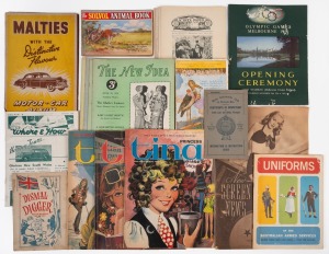 Group of mostly 1930s-40s softcover publications; titles include "Victoria Education Department - The School Paper - Grades V And VI" (7 different issues), "Victoria Health Association Of Australasia - Our Babies", "Uniforms Of The Australian Armed Servic