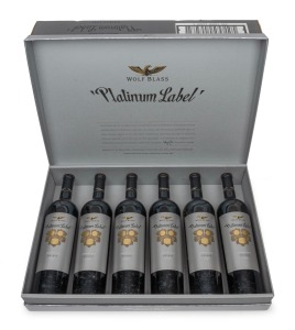 WOLF BLASS Platinum Label, shiraz, 2000 vintage, six bottles in original box.