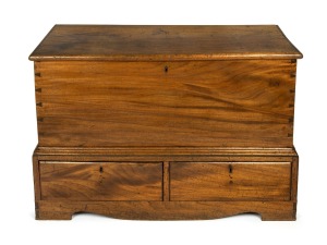 A rare Colonial Australian cedar mule chest with two drawer base and exposed dovetail construction, New South Wales origin, circa 1850, 77cm high, 110cm wide, 51cm deep.