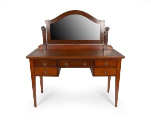 ROBERT PRENZEL Australian blackwood dressing table, early 20th century, maker's ink stamp inside the drawer "ROBERT PRENZEL, TOORAK ROAD SOUTH YARRA", 150cm high, 137cm wide, 54cm deep.