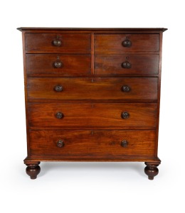 An antique Australian cedar chest of seven drawers with full cedar secondary construction, New South Wales origin, circa 1850, 123cm high, 114cm wide, 55cm deep.
