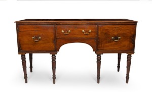 An early Colonial Australian cedar six legged sideboard with inlaid Greek key decoration in pine, full cedar secondary construction, New South Wales origin, circa 1820, 95cm high, 169cm wide, 58cm deep.
