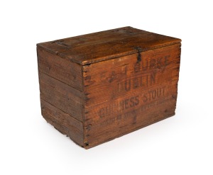 GUINNESS STOUT antique shipping crate, branded "E. & J. Bourke, Dublin, Guinness Stout, Bourke, Melbourne", 19th century, 42cm high, 51cm wide, 40cm deep.