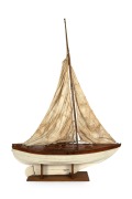 An impressive scratch-built model yacht on stand with brass name plaque affixed to the deck "SKIMPIE", 196cm high, 136cm long. - 2