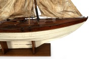 An impressive scratch-built model yacht on stand with brass name plaque affixed to the deck "SKIMPIE", 196cm high, 136cm long. - 4