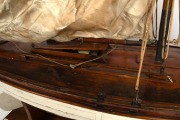 An impressive scratch-built model yacht on stand with brass name plaque affixed to the deck "SKIMPIE", 196cm high, 136cm long. - 5