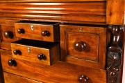 An antique Australian cedar eight drawer chest with full length carved corbels, red pine secondary timbers, Melbourne origin, circa 1880, ​​​​​​​146cm high, 122cm wide, 58cm deep. - 2