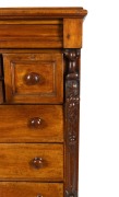 An antique Australian cedar eight drawer chest with full length carved corbels, red pine secondary timbers, Melbourne origin, circa 1880, ​​​​​​​146cm high, 122cm wide, 58cm deep. - 3