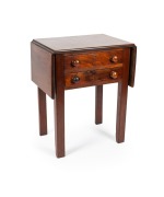 An antique Australian cedar two drawer book press table with drop-sides, 19th century, 78cm high, 62cm wide (extends to 118cm), 46cm deep.