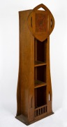 An Arts & Crafts English oak long case clock with eight day time and bell strike spring driven American movement, 19th/20th century, ​​​​​​​191cm high. - 2