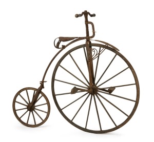 PENNY FARTHING antique bicycle, 19th century, unusual small size, 131cm high, front wheel 99cm diameter.