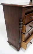 A rare Colonial jarrah chest of five drawers with turned split column decoration and mother of pearl inset handles, Baltic pine secondary timbers, Western Australian origin, circa 1870, 122cm high, 121cm wide, 53cm deep. - 3