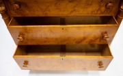 A Colonial huon pine eight drawer cantilever chest with full turned columns and carved corbels, huon pine secondary timbers, Tasmanian origin, circa 1840s, 137cm high, 122cm wide, 58cm deep. - 4