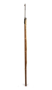 Shark fishing harpoon mounted on timber shaft with affixed rope, 20th century, purported to have come from the whaling station at Frenchmen's Bay, Western Australia, 179cm long overall.