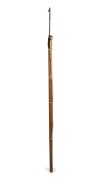 Shark fishing harpoon mounted on timber shaft with affixed rope, 20th century, purported to have come from the whaling station at Frenchmen's Bay, Western Australia, 179cm long overall.