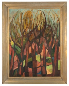 FRANK WERTHER (1922-2010), Death of the Black Wattles, acrylic on board, signed and titled verso, 90 x 66cm, 108 x 85cm overall.