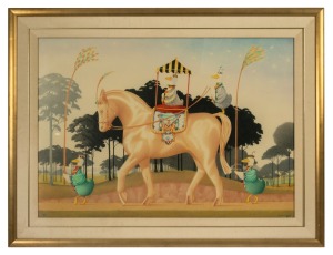 GORDON FITCHETT (1953 - ), (the precession), colour pencil on paper, signed lower right "Gordon Fitchett", attractively presented in gilt frame with double silk slip mount. 72 x 102cm, 97 x 126cm overall.