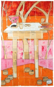 KATHERINE HATTAM (1950 - ), A Summer Birdcage, oil on canvas, signed and titled verso, ​​​​​​​193 x 119cm, 205 x 130cm overall.