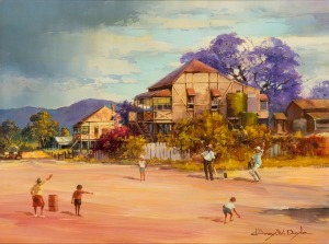 D'ARCY W. DOYLE (1932-2001), Dad Calls A No Ball, oil on board, signed lower right "D'Arcy W. Doyle", 45 x 60cm, 82 x 97cm overall.