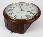 ANGELO TORNAGHI antique station clock with English single train fusee movement and Roman numerals, 19th century, ​​​​​​​36cm high, 12" bezel. - 3