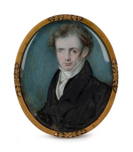 THOMAS BOCK (1793-1855) (attributed), Portrait of George Carr Clark, circa 1825, hand-painted miniature on ivory, 8 x 6.5cm overall. A near identical miniature portrait is held within the Clark family and can be seen in the publication "Mr & Mrs George C