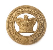 CONVICT DEPARTMENT brass hat/shako badge, 19th century, 4cm diameter.