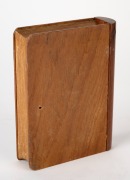 An Australian timber book box with playing card decoration, 20th century, 13cm high. - 2