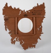 An attractive antique fiddleback blackwood picture frame in the form of a map of Tasmania, stamped verso "J. A. Petterd Maker, Hobart", 20th century, 25 x 22cm. - 2